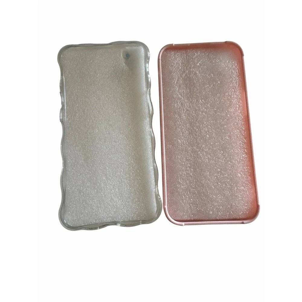 Bundle 5 iPhone 15 Cases Floral Pink Purple Hearts Clear Silicone 3 New 2 Used